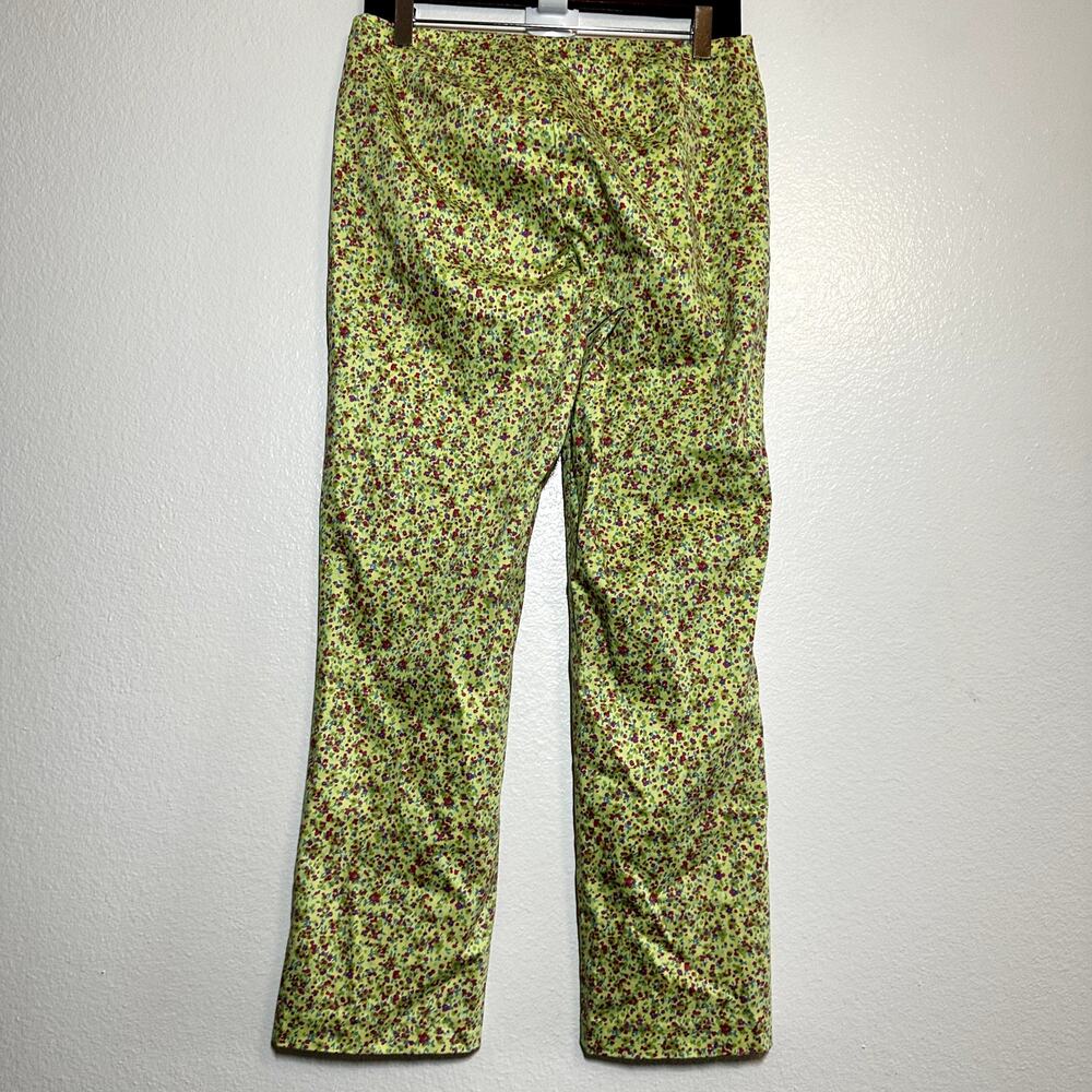 Sigrid Olsen Pants Trouser Straight Allover Micro Floral Pattern Yellow 4 30x28 - Picture 5 of 5